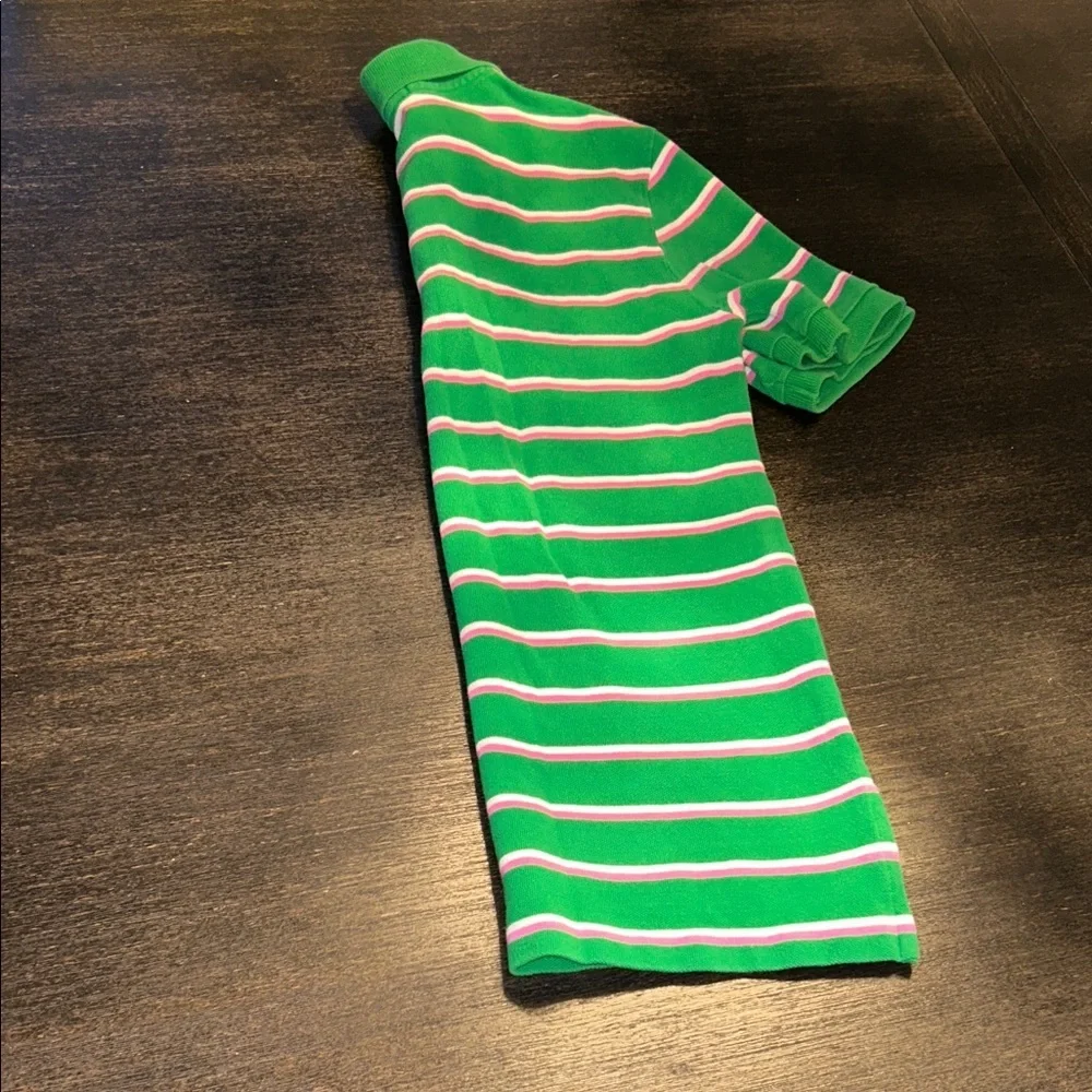 Ralph Lauren Kids Medium 10-12 Boys/Girls Polo in Green and Pink Stripes